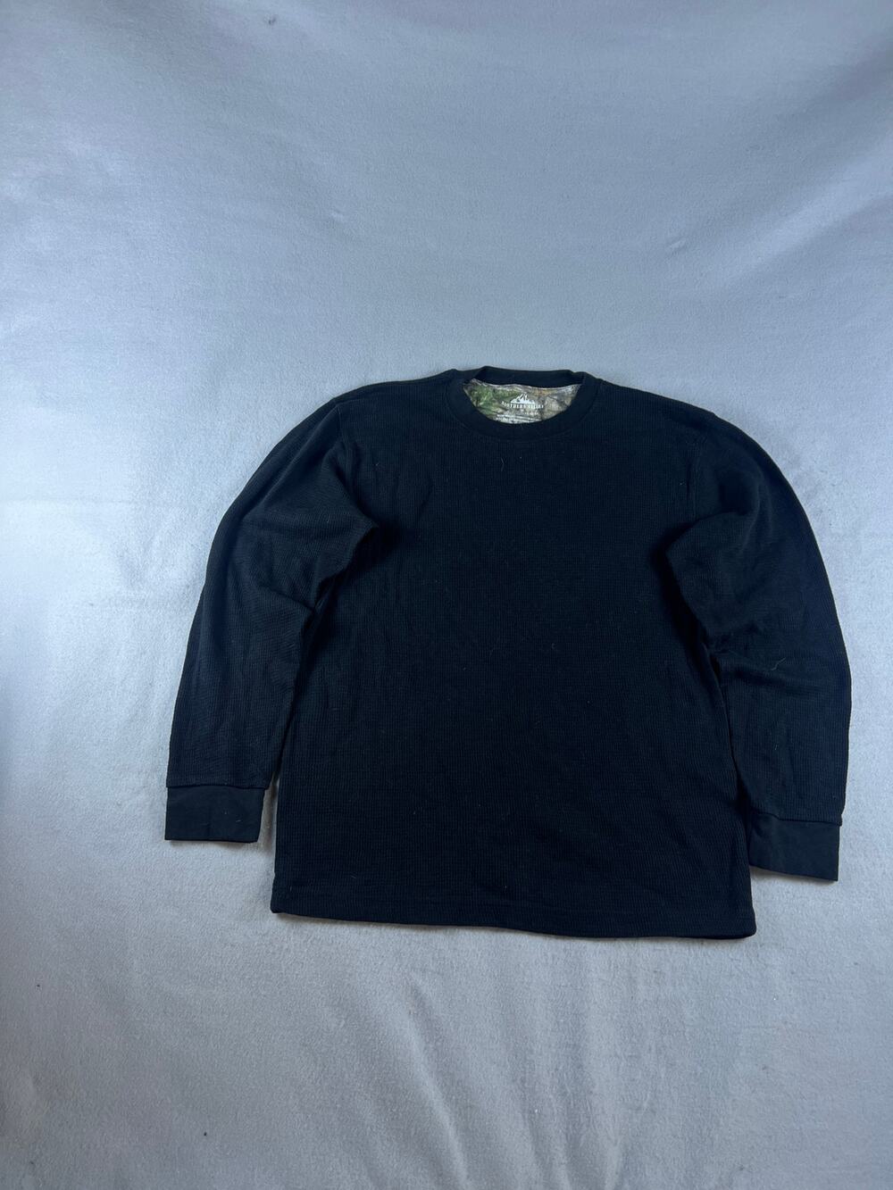 Northern Valley Thermal Shirt Mens M Black Long Sleeve Crew Neck Waffle Knit